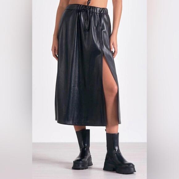 Elan Dresses & Skirts - ELAN faux leather midi skirt in black